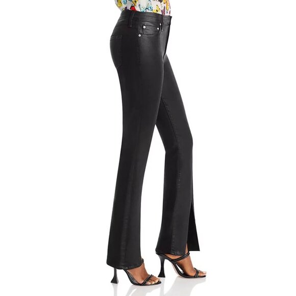 Derek Lamb 10 Crosby Lucia High Rise Split Hem JEANS 24 Coated Black NEW $285 - Picture 3 of 14